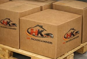 Workers packing items